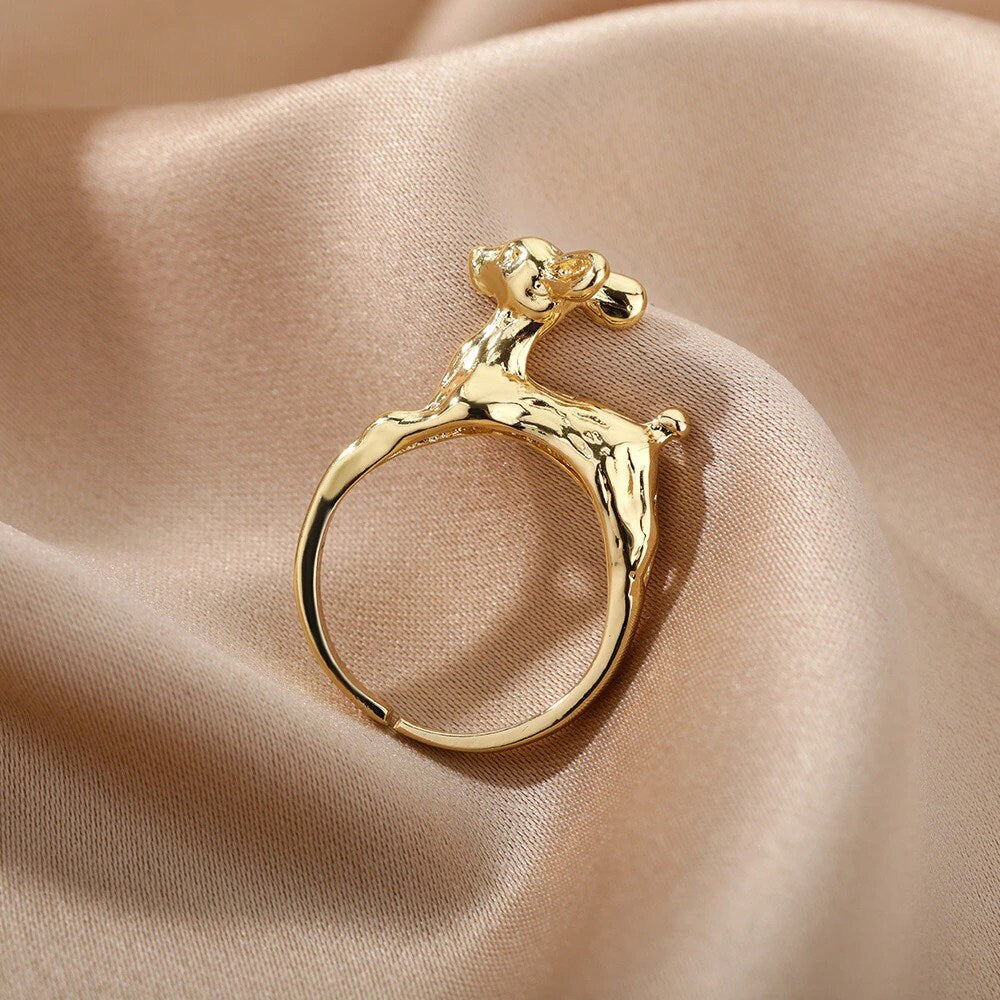 Punk Deer Ring, Dainty Deer Ring, 18K Gold Deer Ring, Bambi Ring, Punk Fashion Ring for Women, Gift for Her