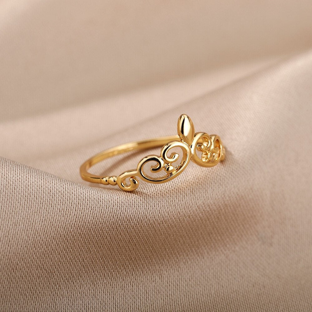 Elegant Tiara Ring, 18K Gold Crown Ring, 18K Gold Tiara Ring, Dainty Tiara Ring, Tiara Fashion Ring for Women, Gift for Her