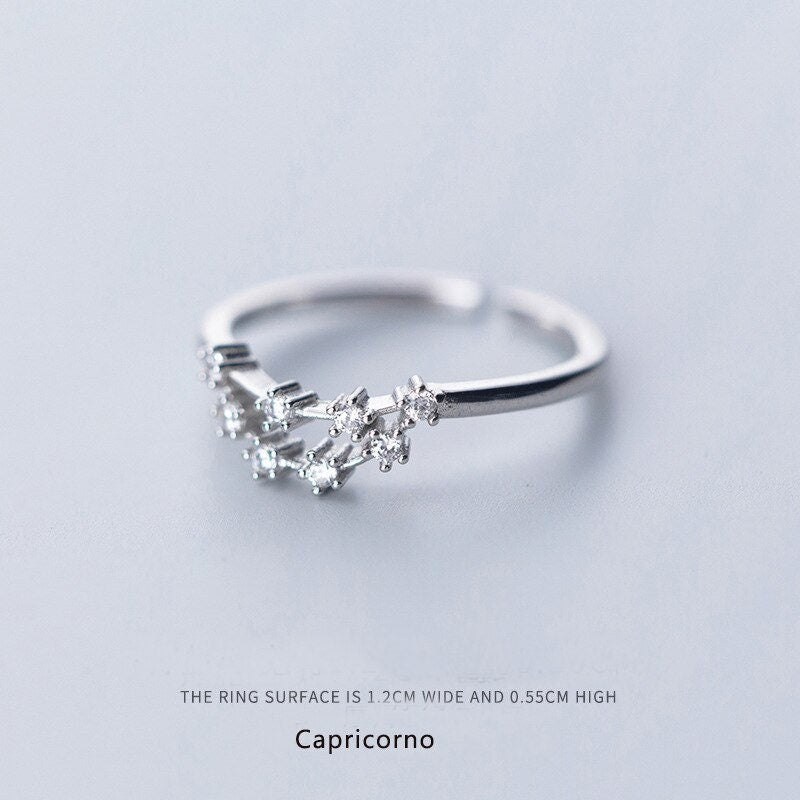 Horoscope Constellation Stars, Silver Stackable Ring, Zodiac Dainty Minimalist Jewelry, Delicate Handmade for Women, Gift for Her