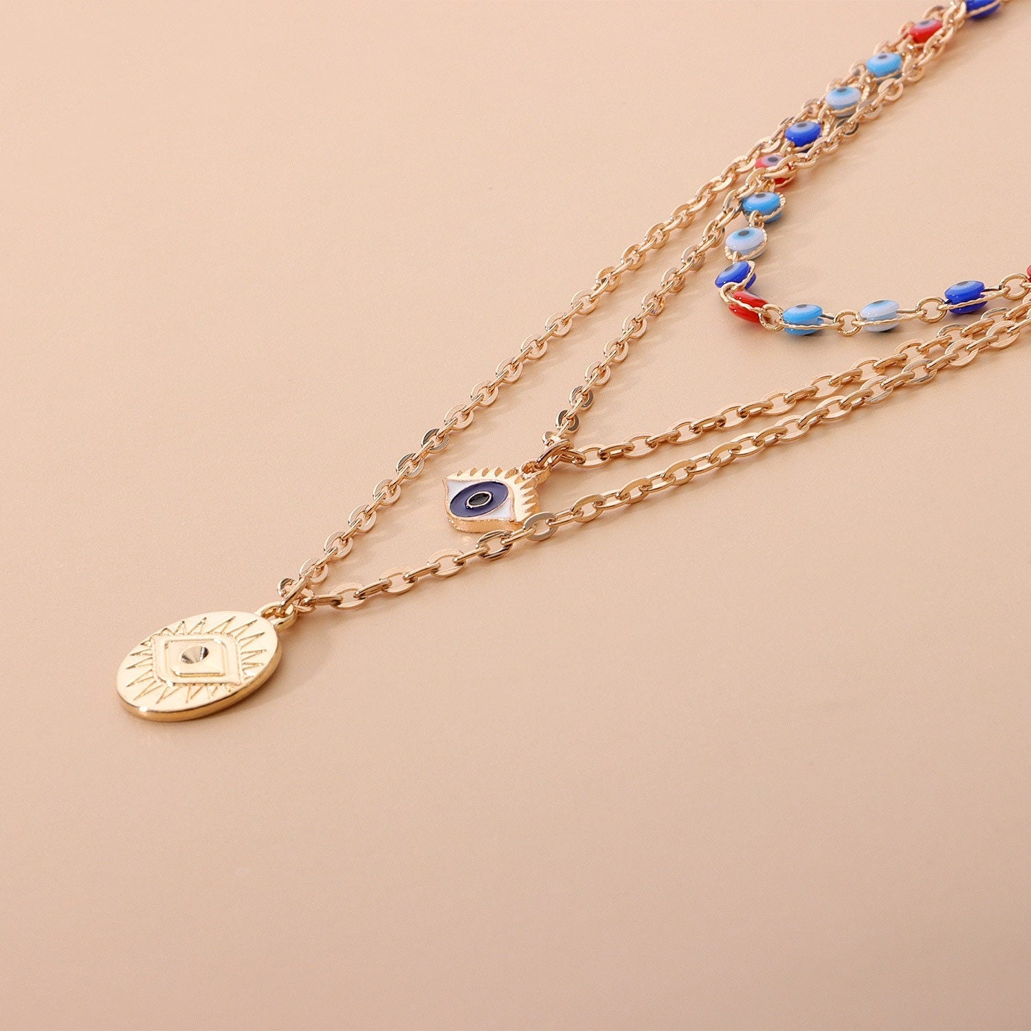 Evil Eye Amulet, 18K Gold Evil Eye Necklace, Gothic Fashion Necklace for Women, Gift for Her