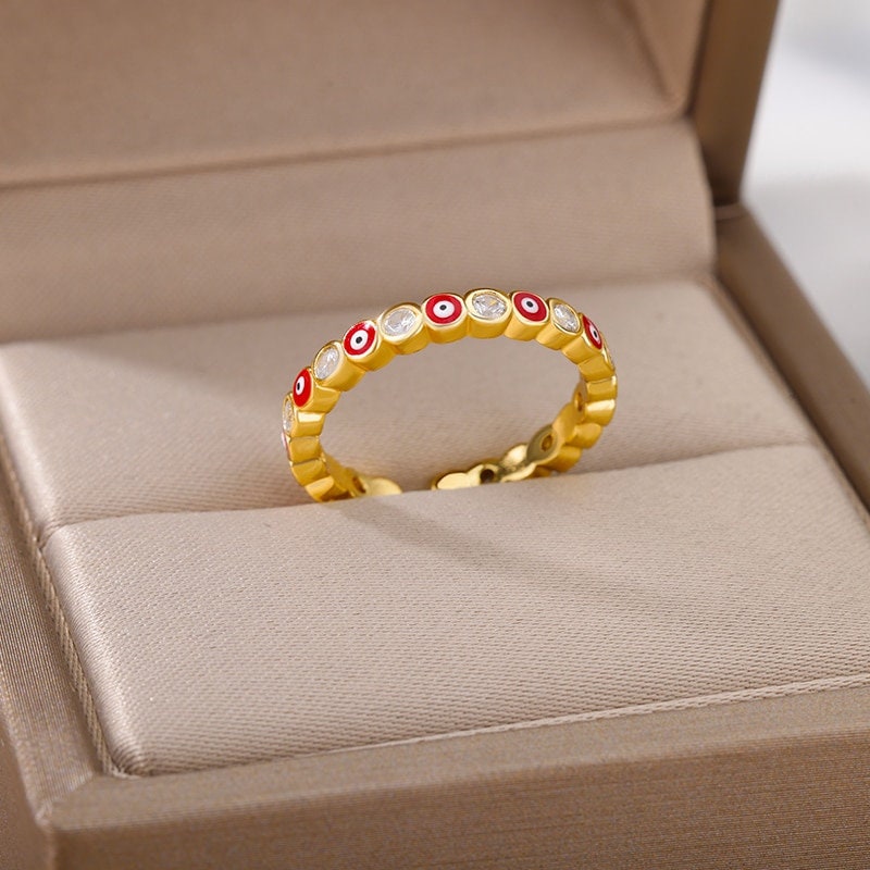 Evil Eye Ring, 18K Gold Evil Eye Ring, Protection Ring, Protection Fashion Ring for Women, Gift for Her