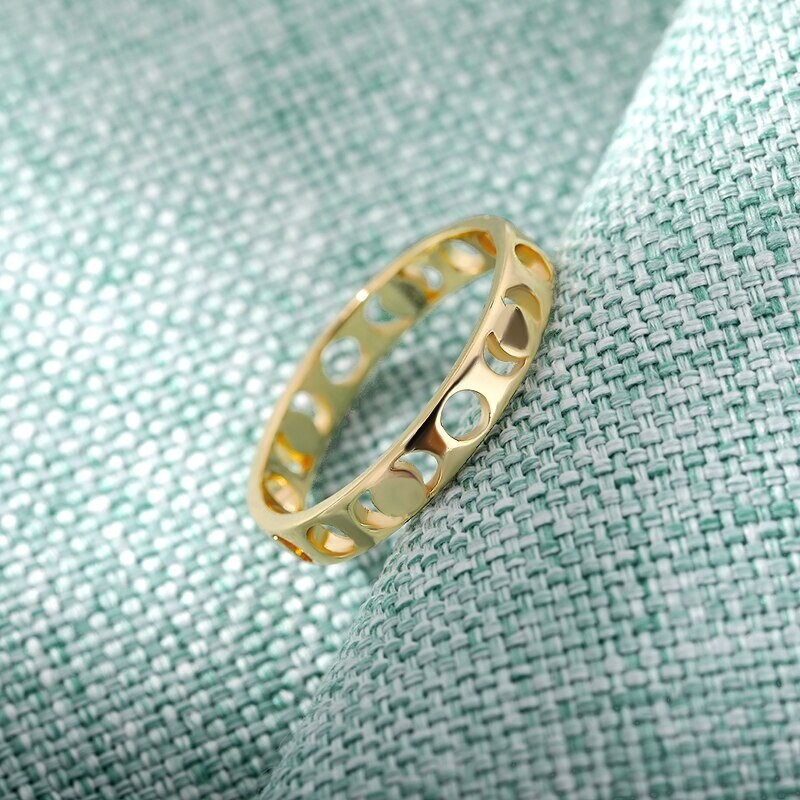 Dainty Moon Ring, 18K Gold Moon Ring, Minimalistic Ring, Celestial Fashion Ring for Women, Gift for Her