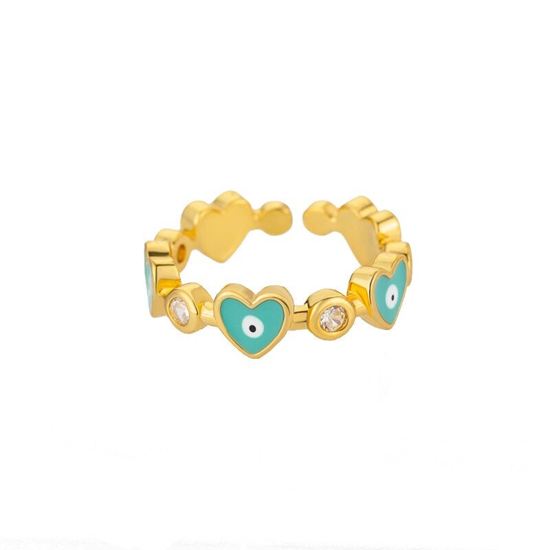 Evil Eye Heart Ring, 18K Gold Evil Eye Ring, Heart Wrap Ring, Evil Eye Wrap Ring, Fashion Ring for Women, Gift for Her