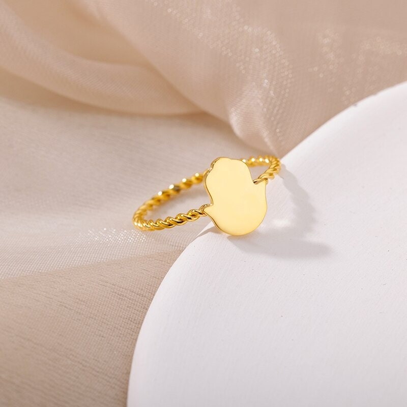 Hamsa Ring, Dainty Hamsa Ring, 18K Gold Hamsa Ring, Fatima Ring, Fatima Fashion Ring for Women, Gift for Her