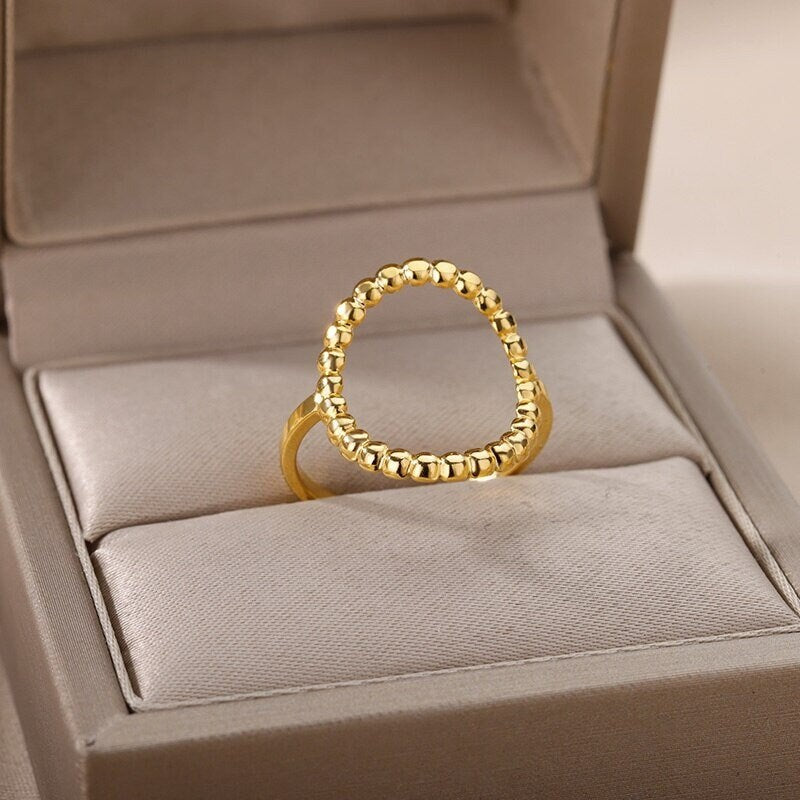 Punk Circle Ring, Punk Open Ring, 18K Gold Punk Circle Ring, Punk Fashion Ring for Women, Gift for Her