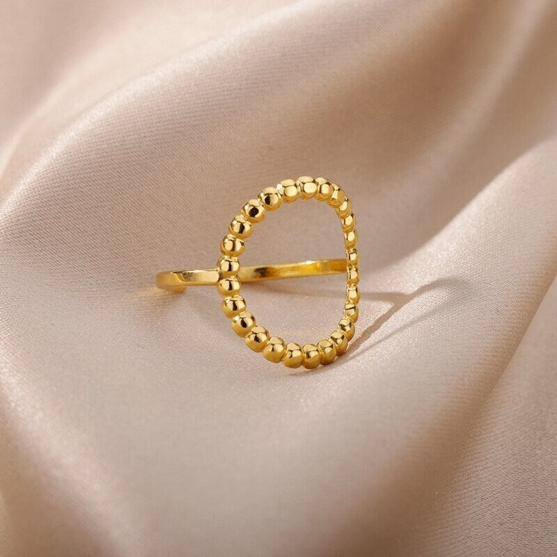 Punk Circle Ring, Punk Open Ring, 18K Gold Punk Circle Ring, Punk Fashion Ring for Women, Gift for Her