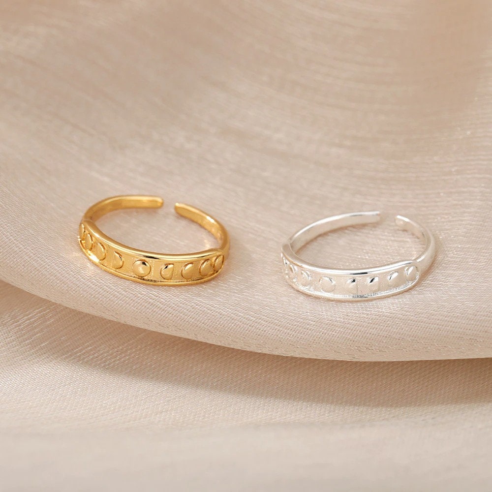 Punk 18K Gold Ring, Gold Dots Ring, Gold Wrap Ring, Punk Fashion Ring for Women, Gift for Her