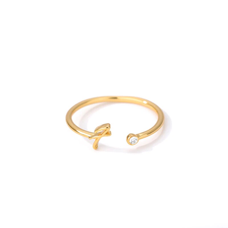 Dainty Initial Ring, 18K Gold Initial Ring, Gold Letter Ring, Custom Initial Ring, Custom Letter Fashion Ring for Women, Gift for Her