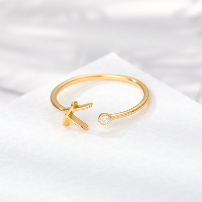 Dainty Initial Ring, 18K Gold Initial Ring, Gold Letter Ring, Custom Initial Ring, Custom Letter Fashion Ring for Women, Gift for Her