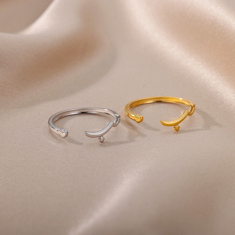 Arabic Love Ring, 18K Gold Yogi Stackable Ring, Dainty Minimalist Jewelry, Delicate Handmade Simple Accessories for Women, Gift for Her