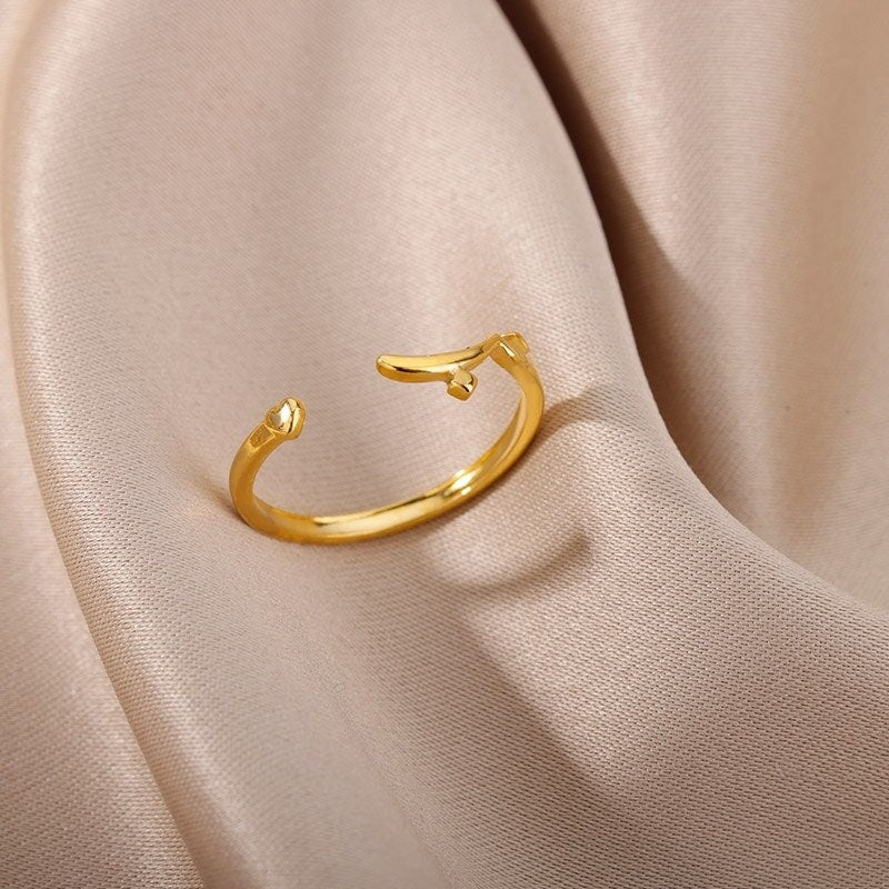Arabic Love Ring, 18K Gold Yogi Stackable Ring, Dainty Minimalist Jewelry, Delicate Handmade Simple Accessories for Women, Gift for Her