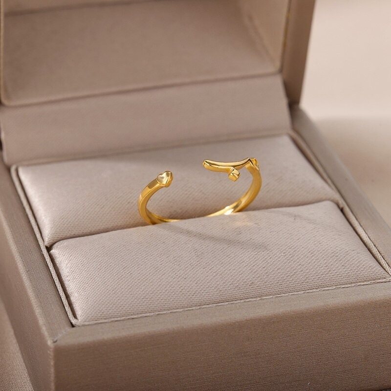 Arabic Love Ring, 18K Gold Yogi Stackable Ring, Dainty Minimalist Jewelry, Delicate Handmade Simple Accessories for Women, Gift for Her