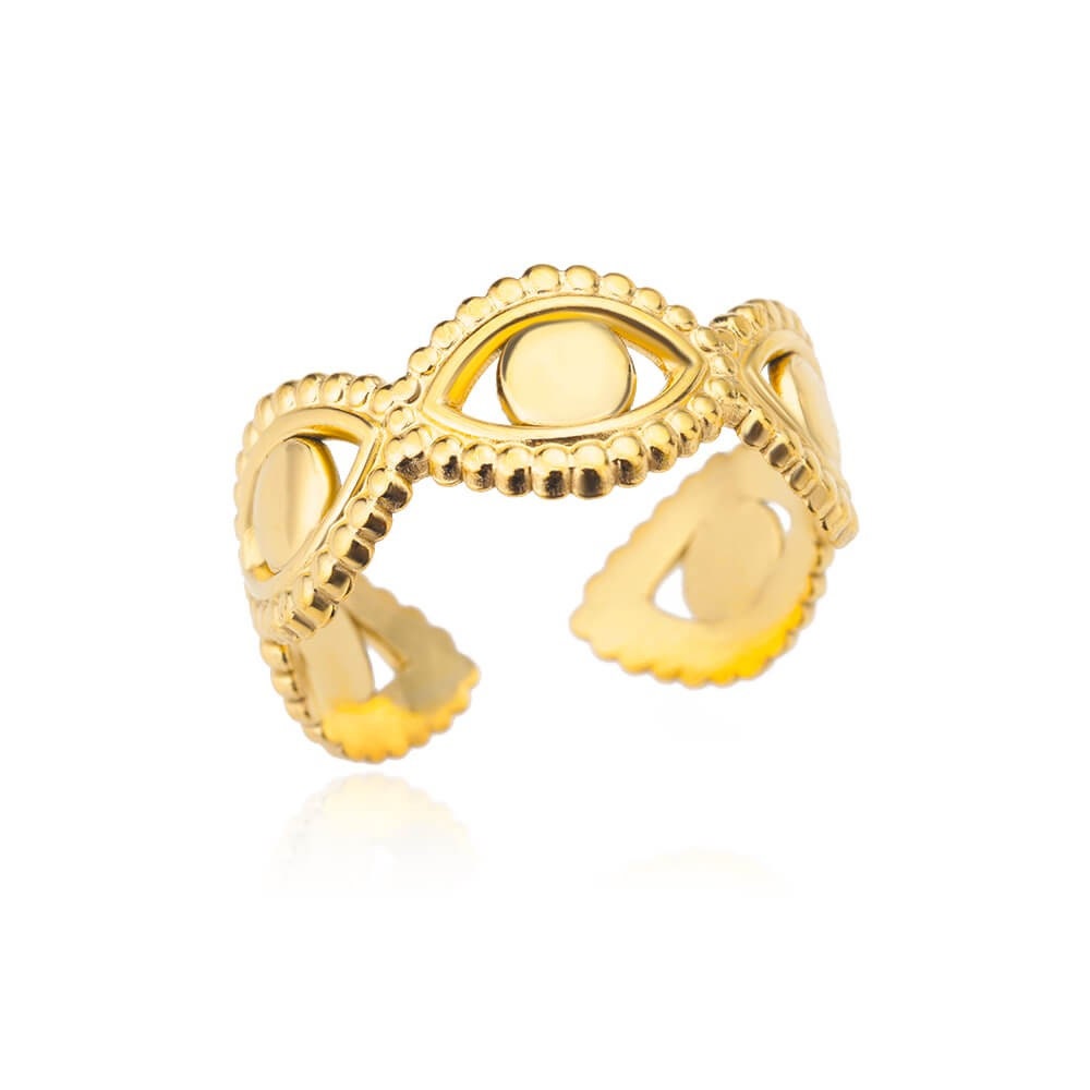 Evil Eye Wrap Ring, 18K Gold Evil Eye Ring, Gothic Evil Eye Wrap Ring, Evil Eye Fashion Ring for Women, Gift for Her