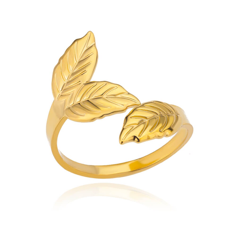 Hippie Leaf Ring, 18K Gold Leaf Ring, Gold Hippie Ring, Leaf Fashion Ring for Women, Gift for Her