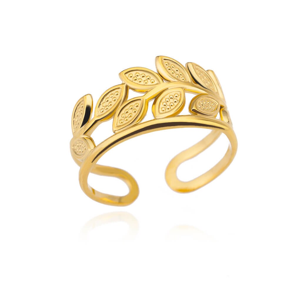 Hippie Leaf Ring, 18K Gold Leaf Ring, Gold Hippie Ring, Hippie Fashion Ring for Women, Gift for Her