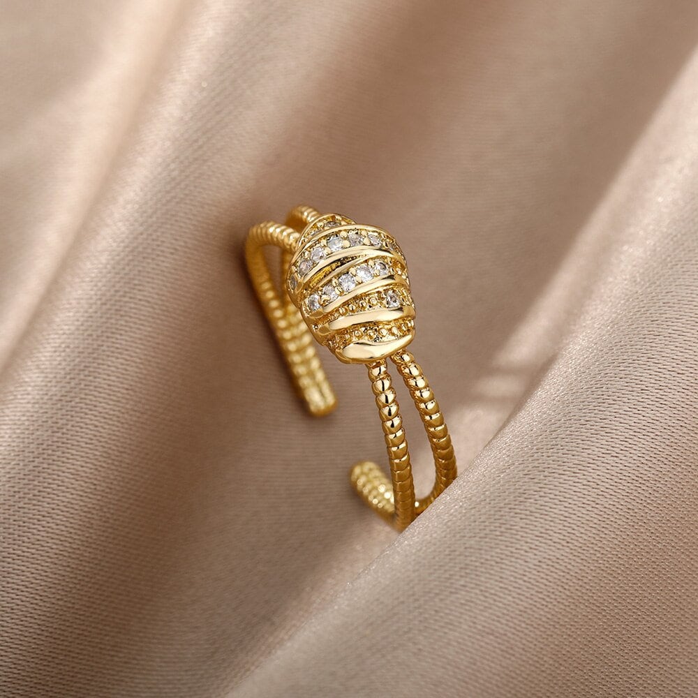 Punk Wrap Ring, Punk Twist Ring, 18K Gold Wrap Ring, Crystal Wrap Ring, Punk Fashion Ring for Women, Gift for Her