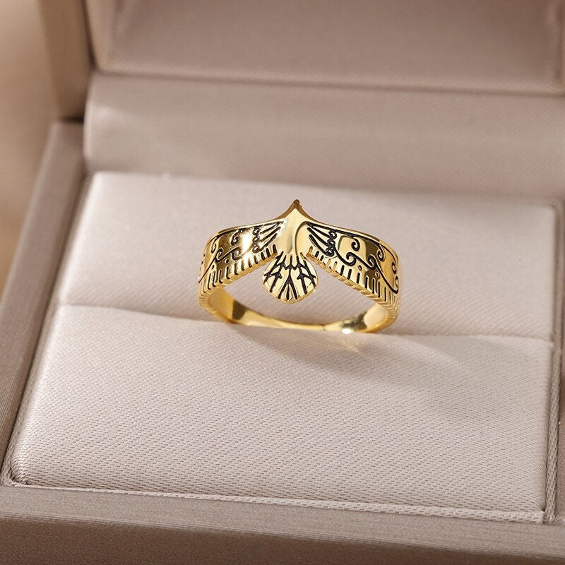 Punk Eagle , 18K Gold Gothic Stackable Ring, Dainty Minimalist Jewelry, Delicate Handmade for Women, Gift for Her