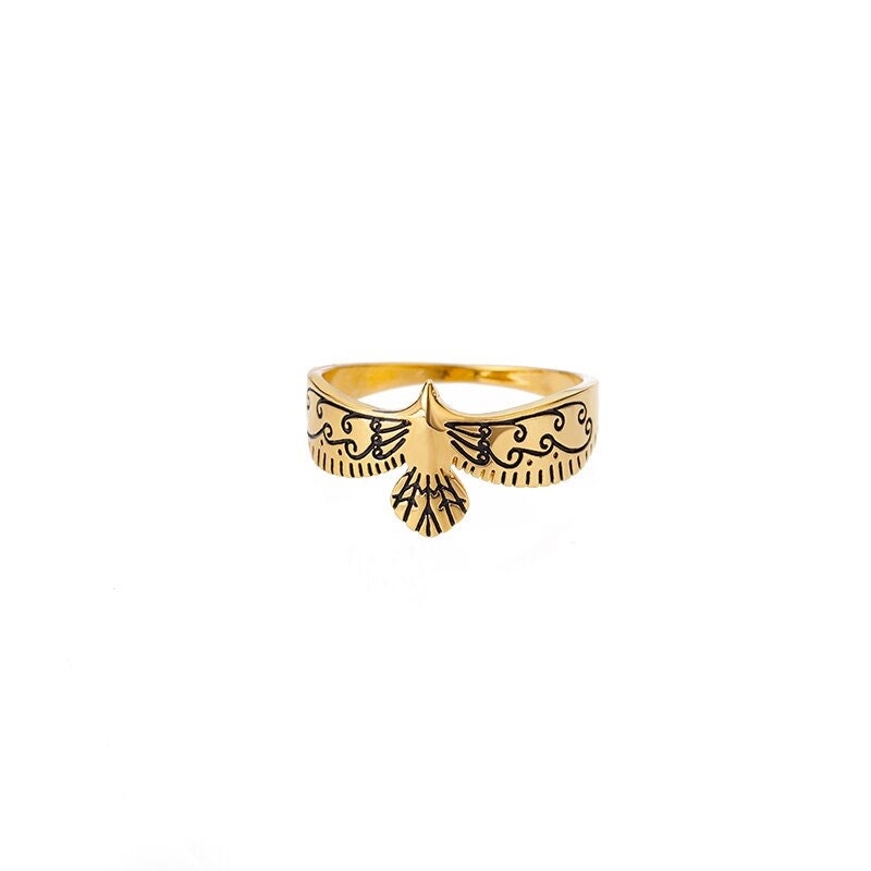 Punk Eagle , 18K Gold Gothic Stackable Ring, Dainty Minimalist Jewelry, Delicate Handmade for Women, Gift for Her