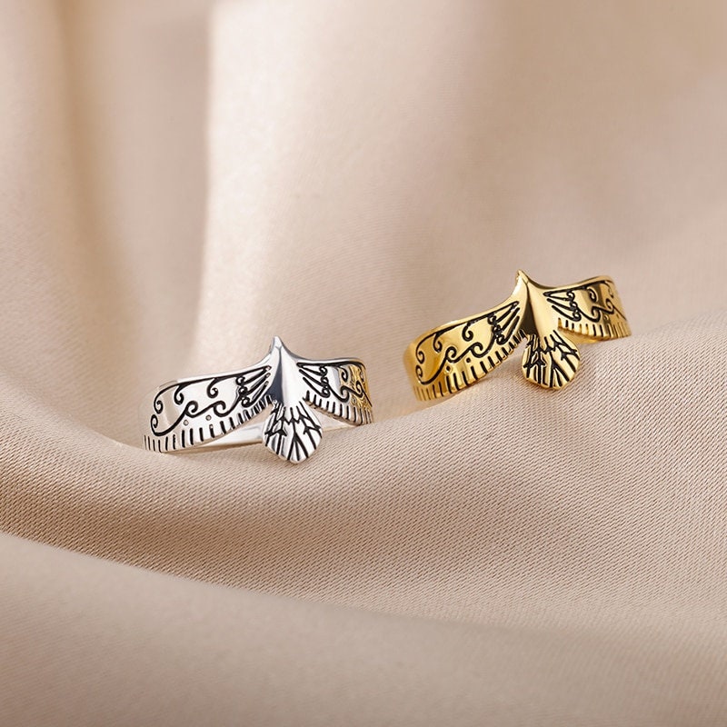 Punk Eagle , 18K Gold Gothic Stackable Ring, Dainty Minimalist Jewelry, Delicate Handmade for Women, Gift for Her