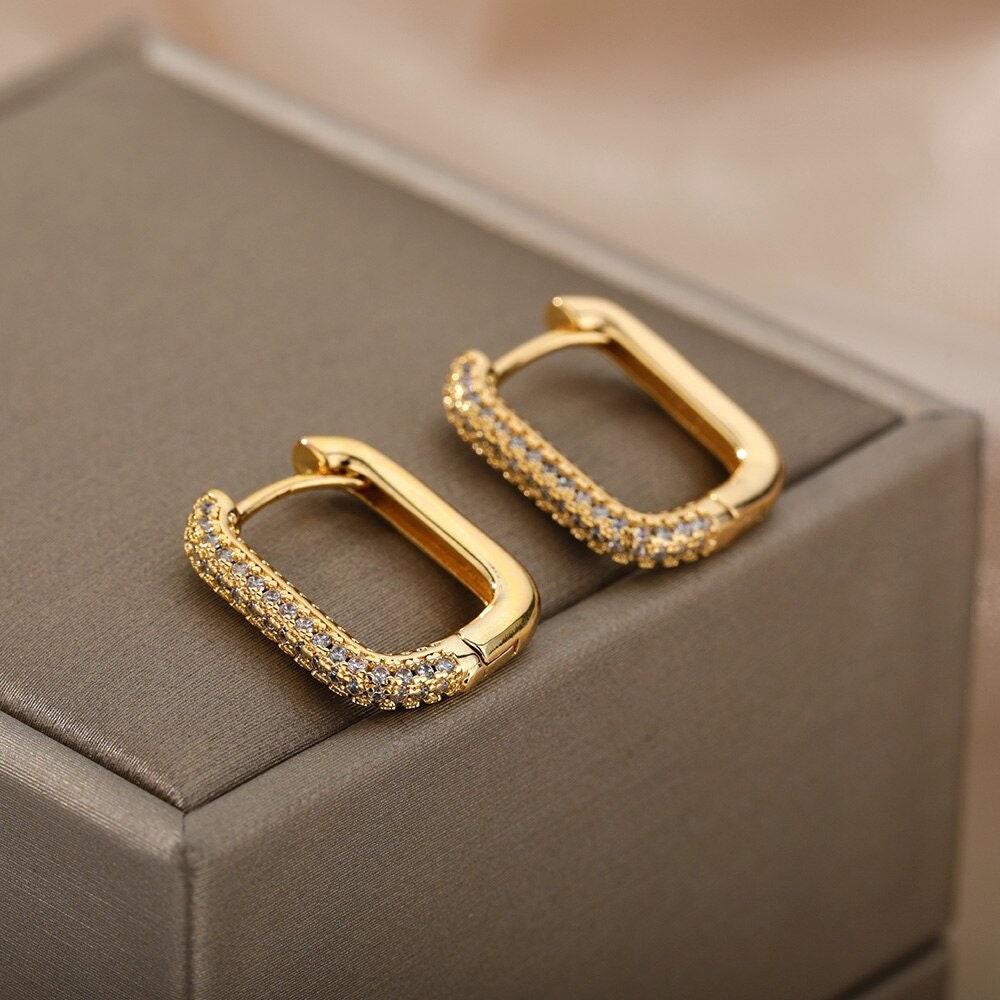 Punk Hoop Earrings, 18K Gold Hoop Earrings, Gold Clip Earrings, Punk Fashion for Women, Gift for Her