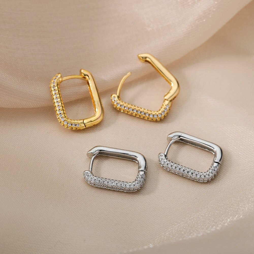 Punk Hoop Earrings, 18K Gold Hoop Earrings, Gold Clip Earrings, Punk Fashion for Women, Gift for Her