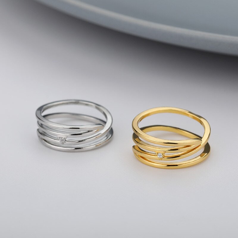 Punk Layer Ring, 18K Gold Layer Ring, Twist Layer Ring, Punk Fashion Ring for Women, Gift for Her