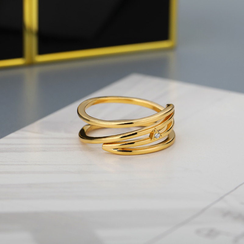 Punk Layer Ring, 18K Gold Layer Ring, Twist Layer Ring, Punk Fashion Ring for Women, Gift for Her