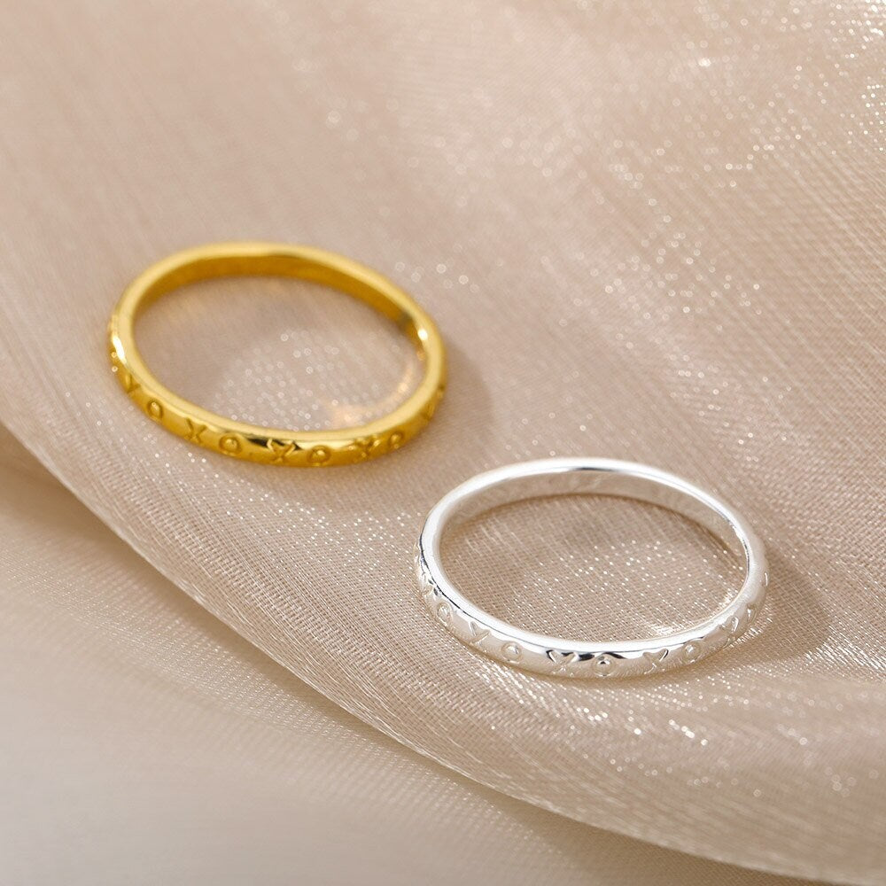 Dainty Love Ring, 18K Gold Love Ring, Engraved Love Ring, Punk Fashion Ring for Women, Gift for Her