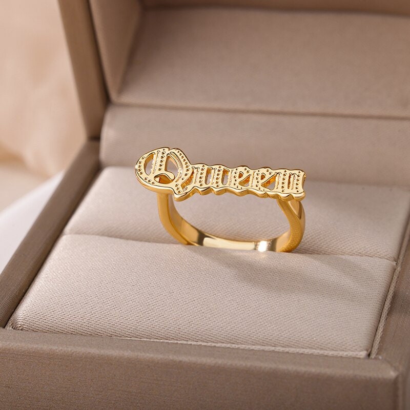 18K Gold Queen Ring, Punk Queen Ring, Punk Fashion Ring for Women, Gift for Her