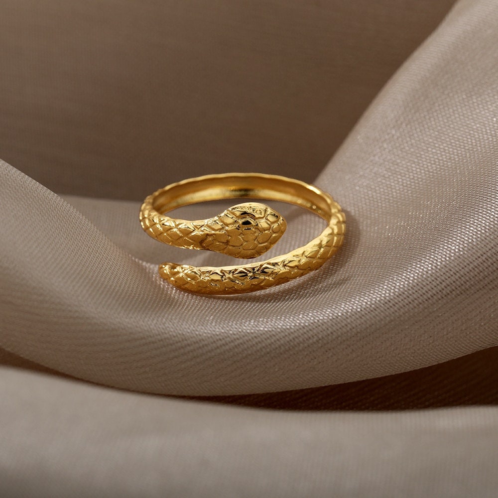 Dainty Snake Ring, 18K Gold Snake Ring, Snake Wrap Ring, Punk Snake Fashion Ring for Women, Gift for Her