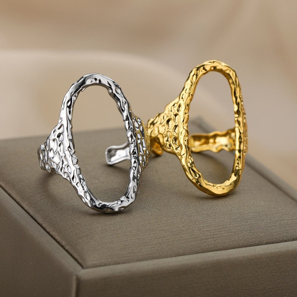 Punk Circle Ring, 18K Gold Circle Ring, Organic Circle Ring, Gold Open Ring, Punk Fashion Ring for Women, Gift for Her