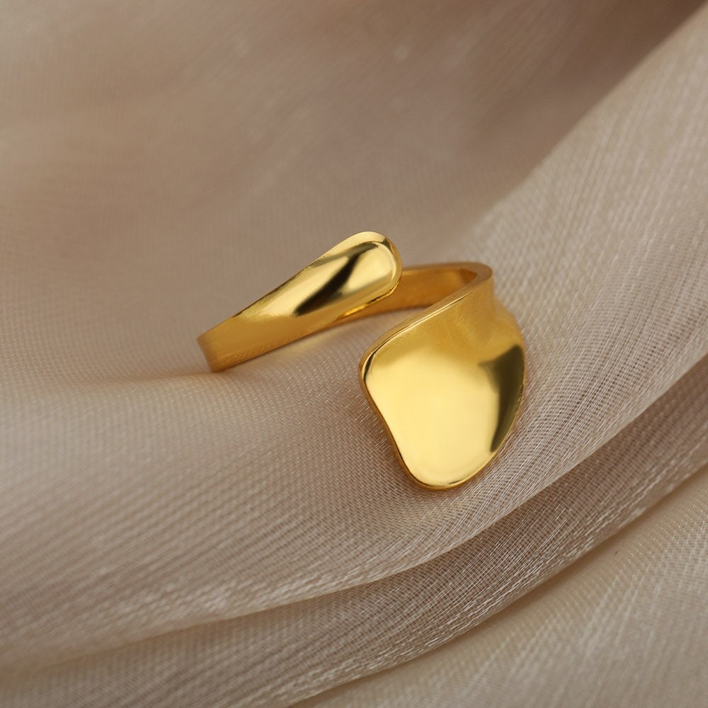 Organic Wrap Ring, 18K Gold Wrap Ring, Minimalistic Wrap Ring, Punk Fashion Ring for Women, Gift for Her