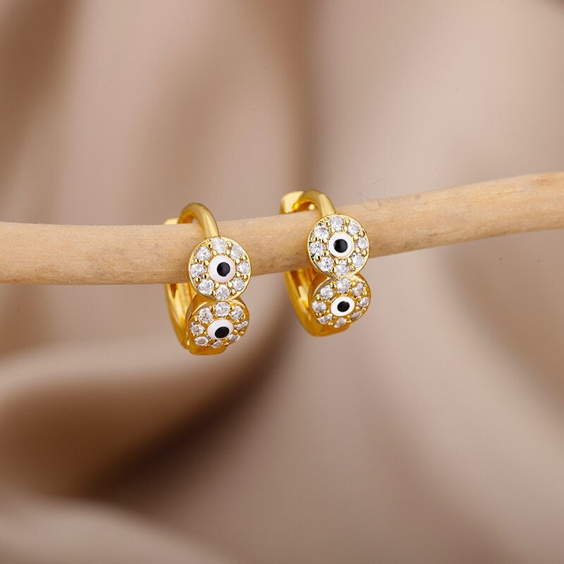 Crystal Evil Eye Earrings, Protection Earrings, Gothic Evil Eye Earrings for Women, Gift for Her