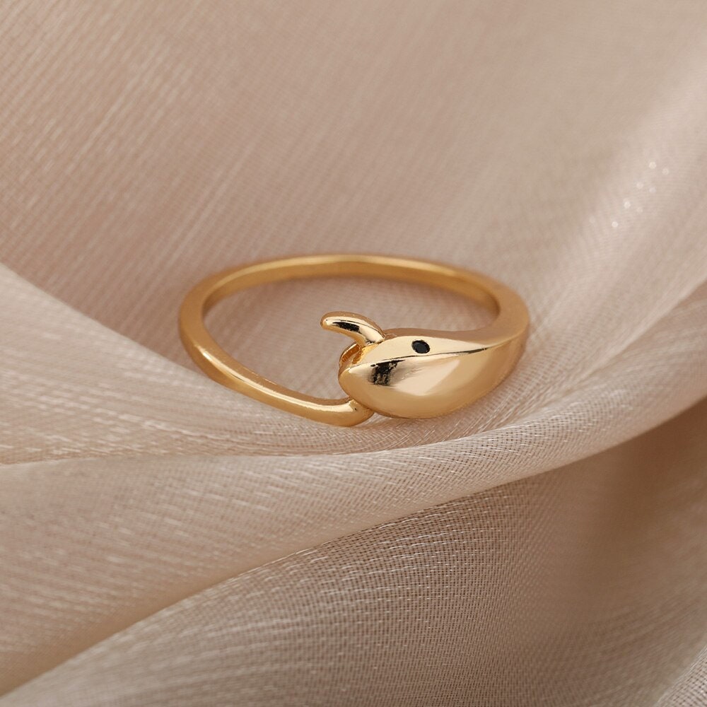 Snake Wrap Ring, 18K Gold Gothic Stackable, Dainty Minimalist Jewelry, Punk Delicate Handmade for Women, Gift for Her