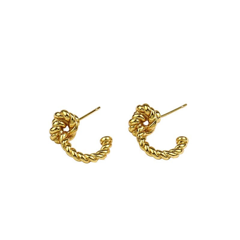 Rope Twist Earrings, 18K Gold Rope Earrings, Punk Fashion Earrings for Women, Gift for Her