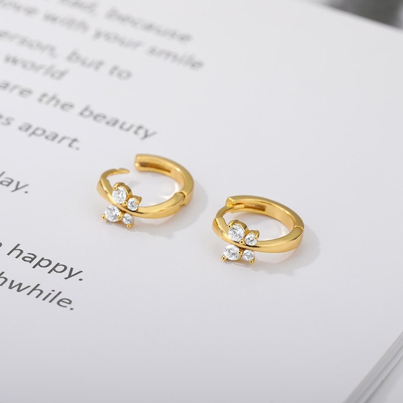 Boho Butterfly Crystal Hoop, 18K Gold Everyday Earrings, Dainty Minimalist Jewelry, Delicate Handmade  for Women, Gift for Her