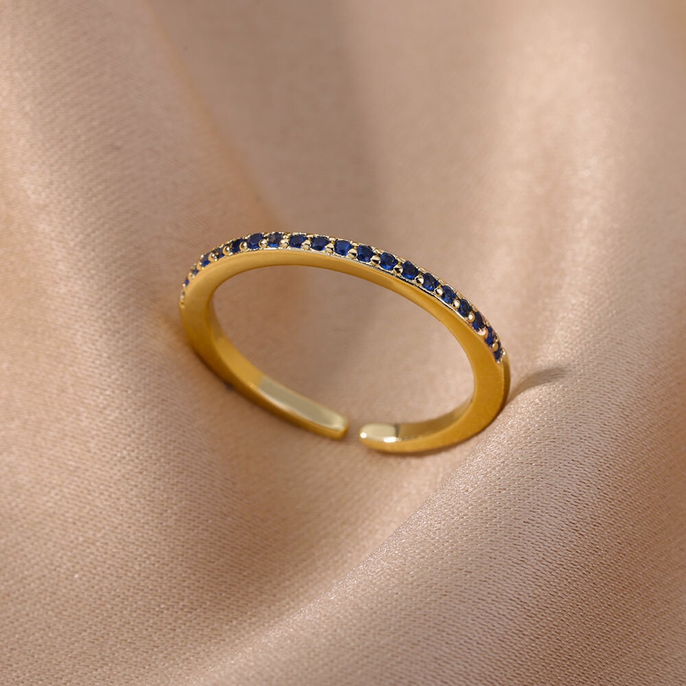 Boho Multicolor Band, 18K Gold Yogi Stackable Ring, Dainty Minimalist Jewelry, Delicate Handmade for Women, Gift for Her