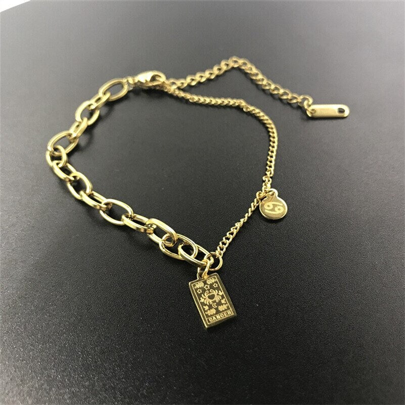 Zodiac Bracelet, 18K Gold Zodiac Bracelet, Horoscope Bracelet, Constellation Bracelet for Women, Gift for Her