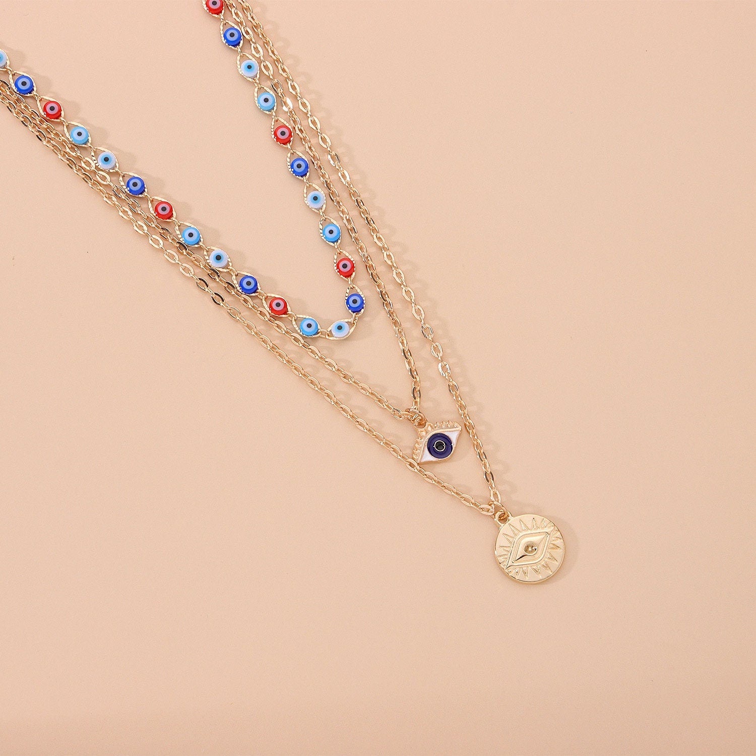 Evil Eye Amulet, 18K Gold Evil Eye Necklace, Gothic Fashion Necklace for Women, Gift for Her