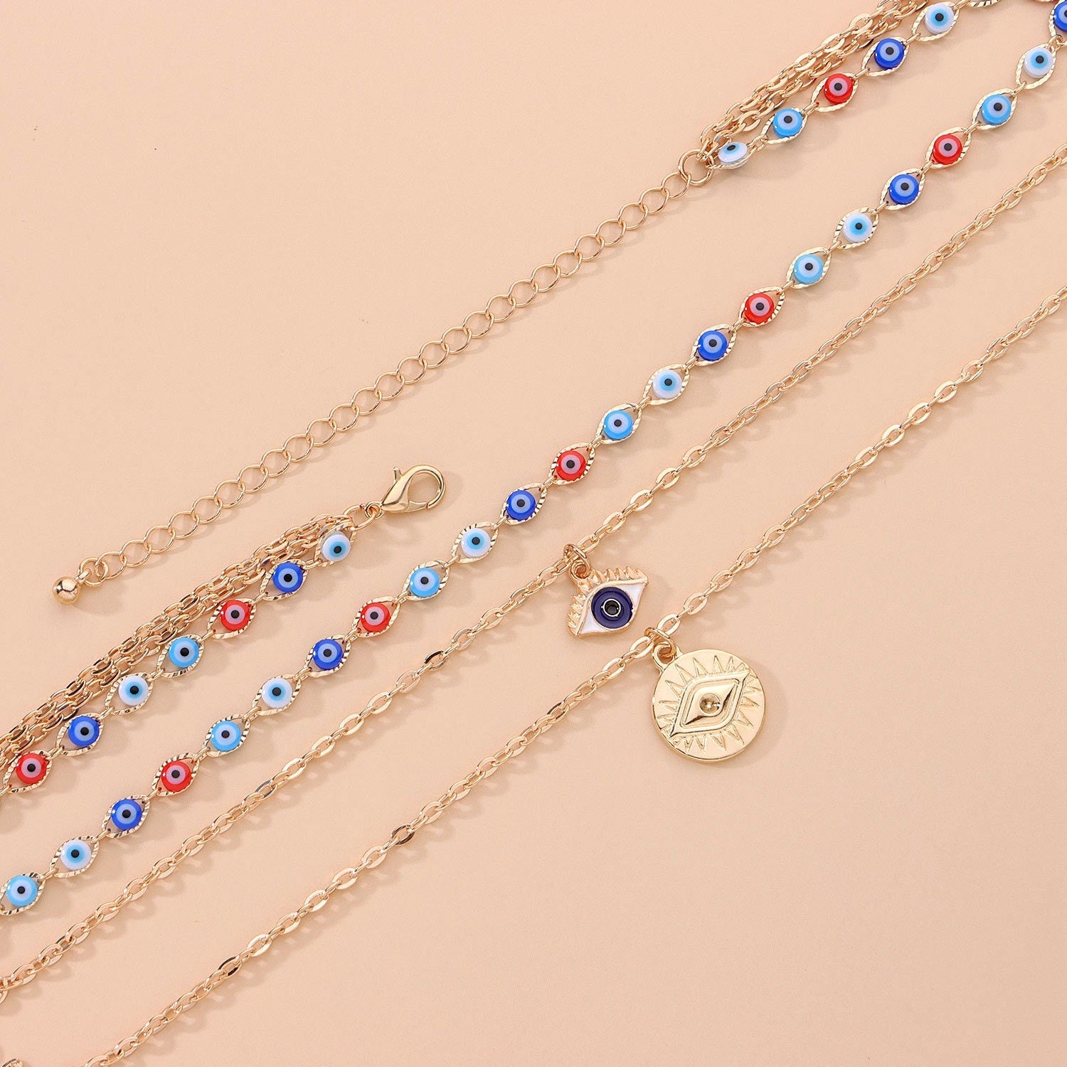 Evil Eye Amulet, 18K Gold Evil Eye Necklace, Gothic Fashion Necklace for Women, Gift for Her
