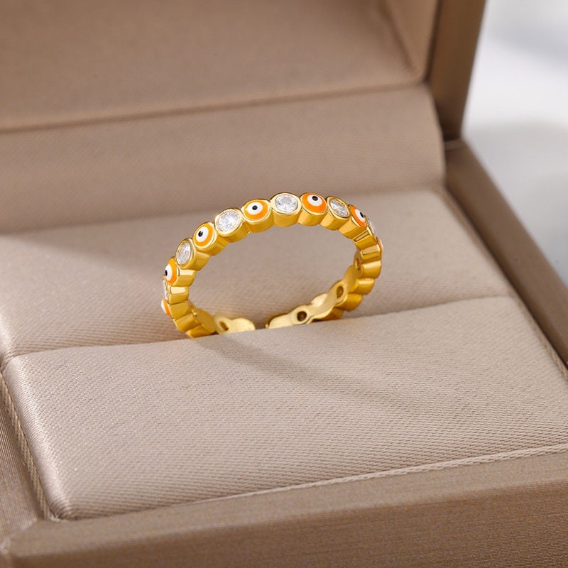 Evil Eye Ring, 18K Gold Evil Eye Ring, Protection Ring, Protection Fashion Ring for Women, Gift for Her