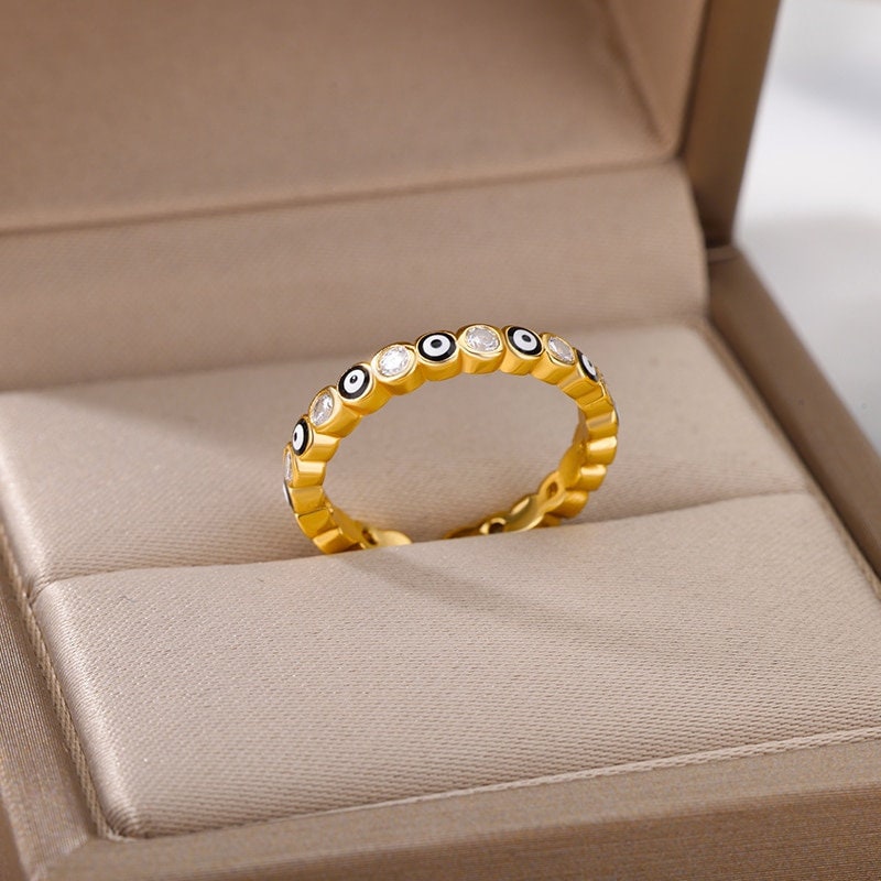 Evil Eye Ring, 18K Gold Evil Eye Ring, Protection Ring, Protection Fashion Ring for Women, Gift for Her