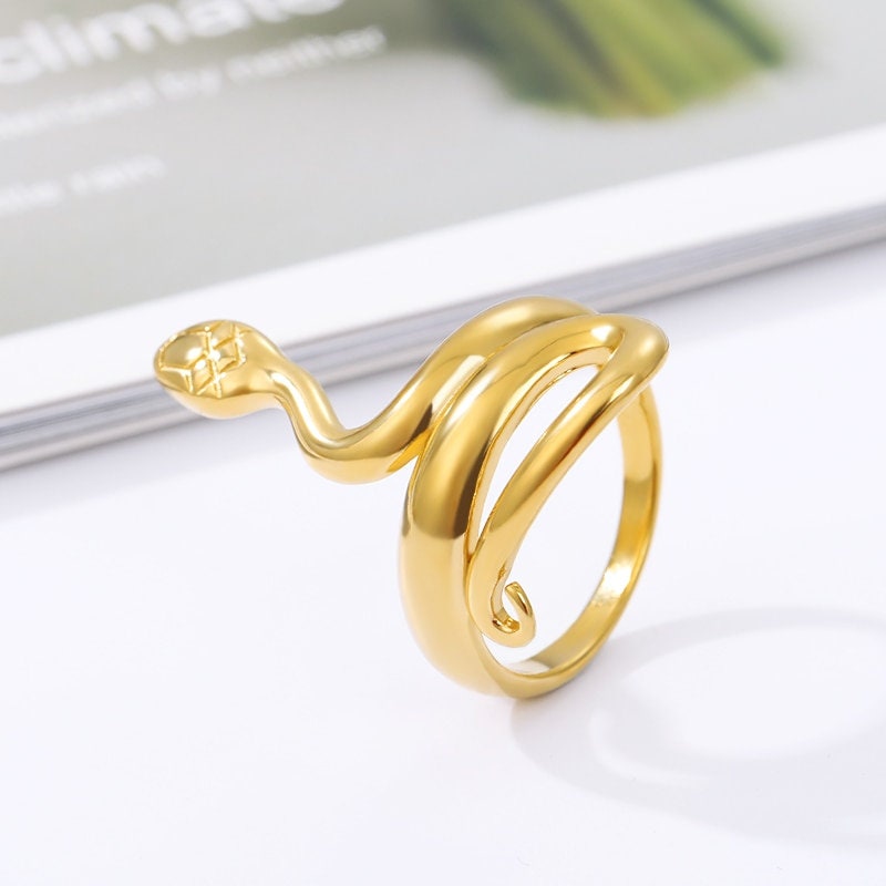 Punk Snake Ring, 18K Gold Snake Wrap Ring, Gold Snake Ring, Gold Wrap Ring, Punk Fashion Ring for Women, Gift for Her