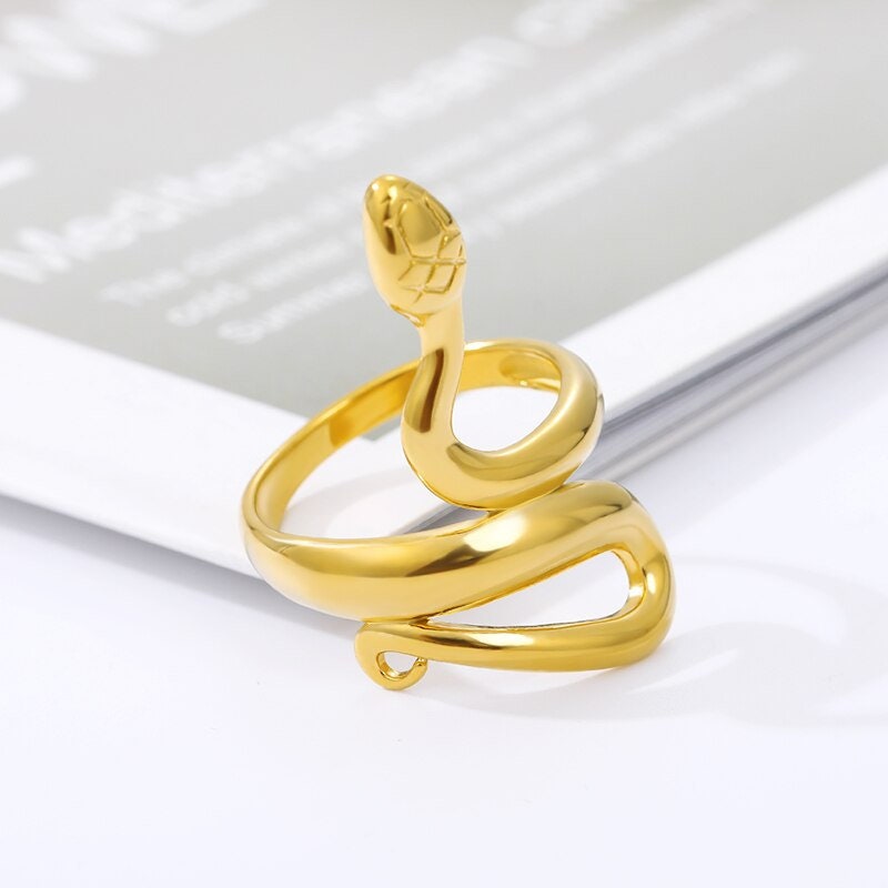 Punk Snake Ring, 18K Gold Snake Wrap Ring, Gold Snake Ring, Gold Wrap Ring, Punk Fashion Ring for Women, Gift for Her