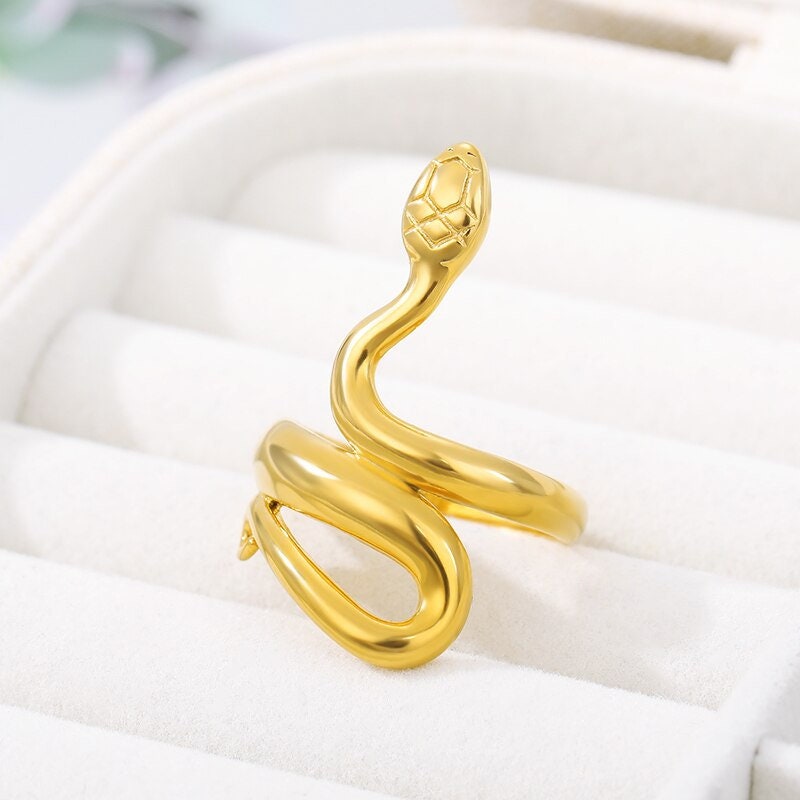 Punk Snake Ring, 18K Gold Snake Wrap Ring, Gold Snake Ring, Gold Wrap Ring, Punk Fashion Ring for Women, Gift for Her