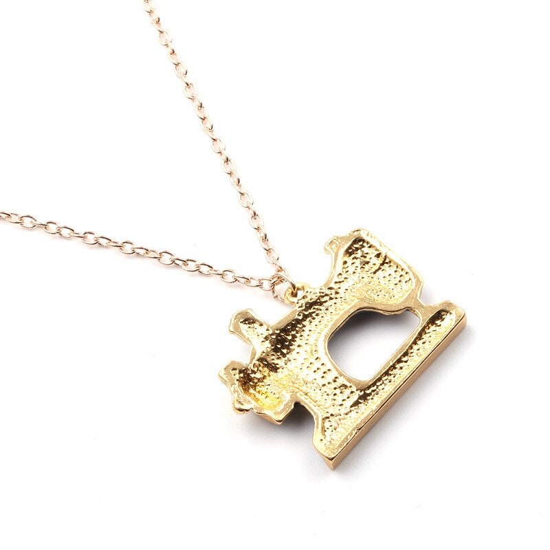 Punk Black Sewing Machine Pendant, 18K Gold Layered Necklace, Gothic Dainty Minimalist Jewelry, Delicate Handmade for Women, Gift for Her