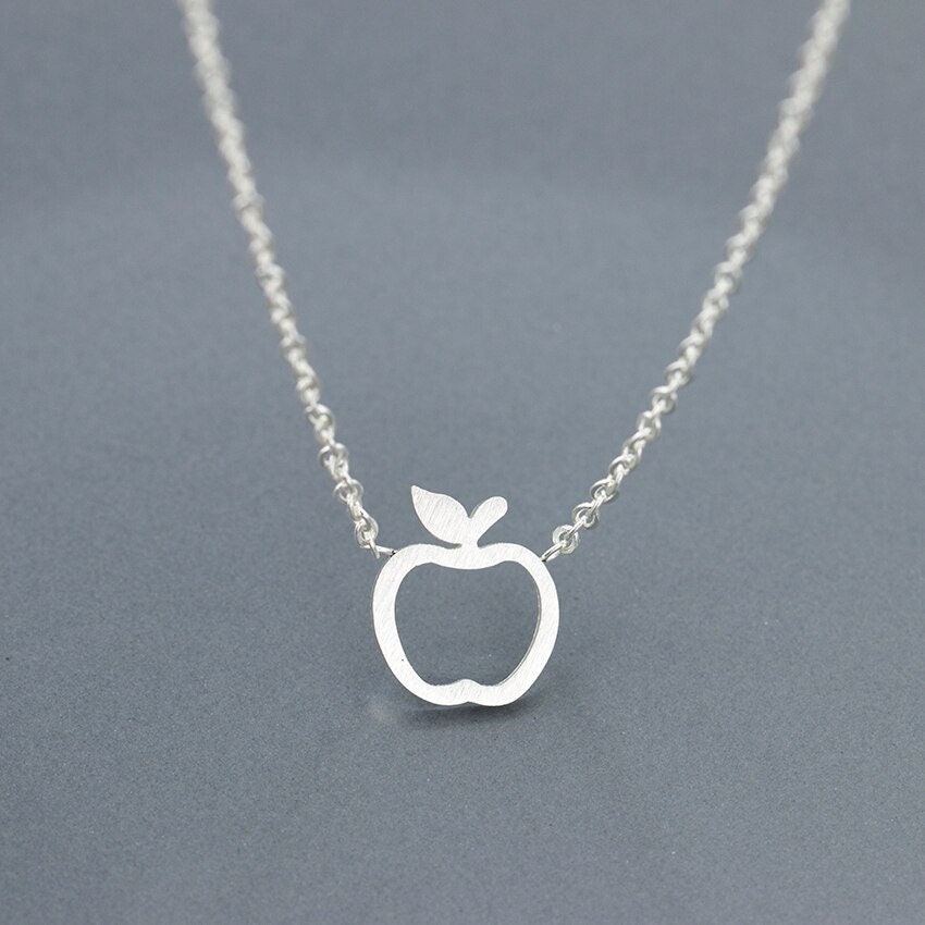 Boho Cute Charm Apple Fruit Pendant, 18K Gold Layered Yogi Necklace, Dainty Minimalist Jewelry, Delicate Handmade for Women, Gift for Her