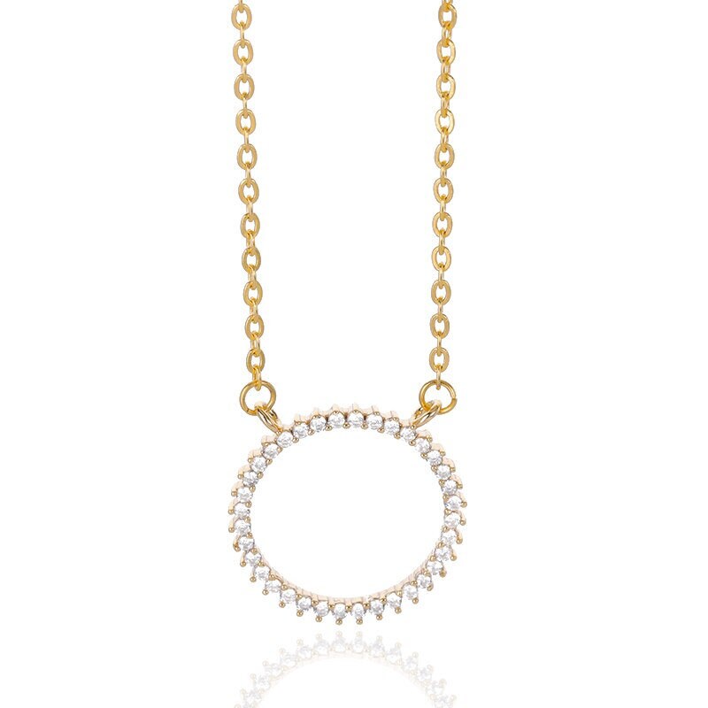 Punk Large Crystal Round Pendant, 18K Gold Layered Necklace, Gothic Dainty Minimalist Jewelry, Delicate Handmade for Women, Gift for Her