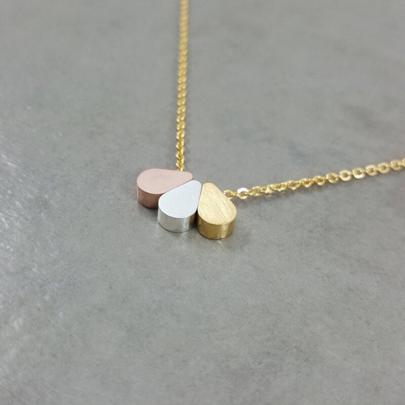 Boho Teardrop Raindrop Pendant, 18K Gold Layered Yogi Necklace, Dainty Minimalist Jewelry, Delicate Handmade for Women, Gift for Her