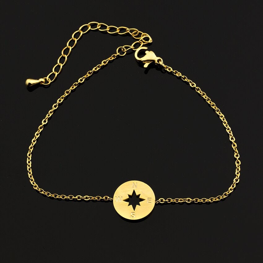 Boho Compass Star North South , 18K Gold Layered Yogi Bracelet, Dainty Minimalist Jewelry, Delicate Handmade for Women, Gift for Her